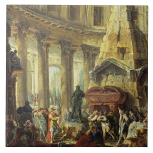 T28516 Alexander de Grote Bezoek de Tomb van AC Tegeltje