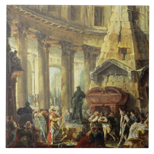 T28516 Alexander de Grote Bezoek de Tomb van AC Tegeltje (Voorkant)