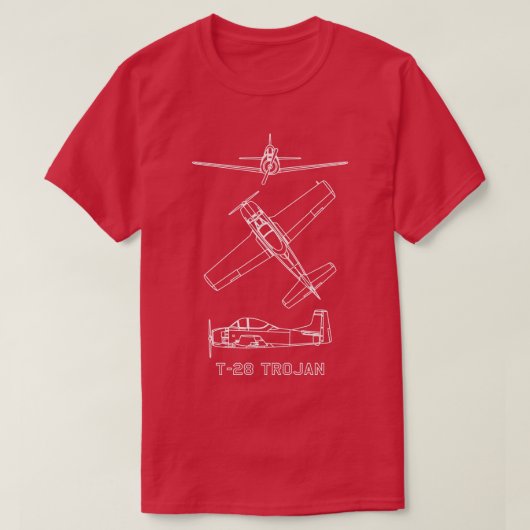 T28 Trojaans Amerikaans Militair Trainervliegtuig  T-shirt (Design voorkant)