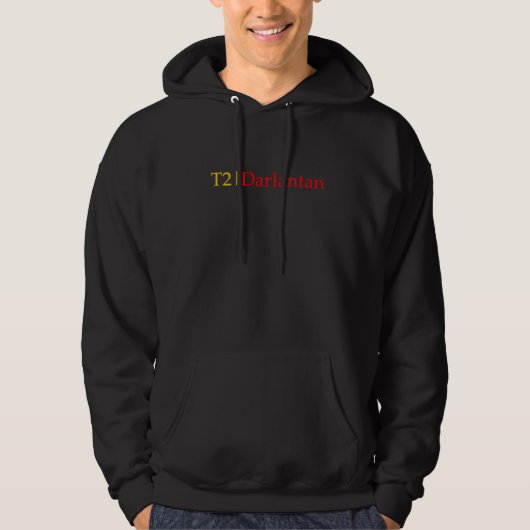 T2 geel/rood eindigend logo zwart overhemd hoodie (Voorkant)