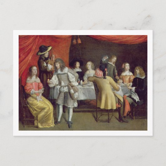 T30878 Elegant Company Dining Beneath a Red Canopy Briefkaart (Voorkant)