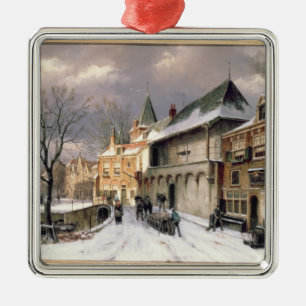 T31117 A Uitzicht van een Nederlandse stad in de w Metalen Ornament