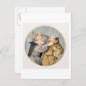 T31130 Two Monks Fighting, 1690 (m/c, inkt, krijt) Briefkaart (Voorkant / Achterkant)