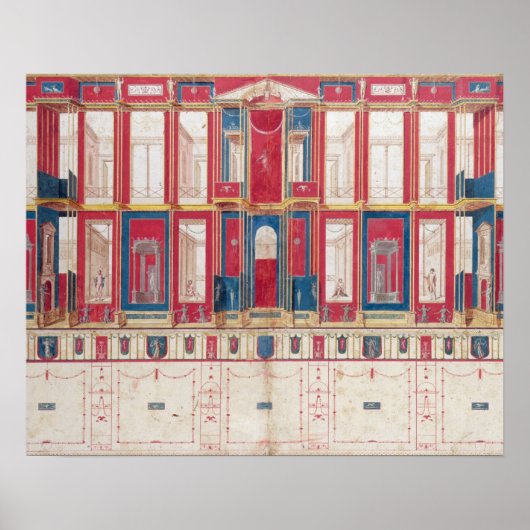 T31456 Studie van een Roman Fresco, 1775 (w/c, gou Poster (Voorkant)