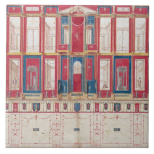 T31456 Studie van een Roman Fresco, 1775 (w/c, gou Tegeltje