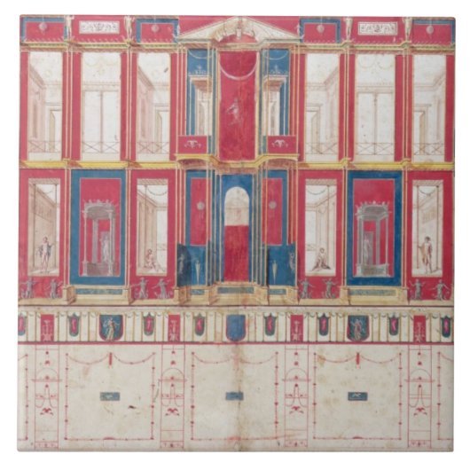 T31456 Studie van een Roman Fresco, 1775 (w/c, gou Tegeltje (Voorkant)