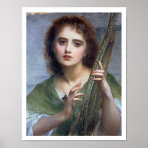 T31601 A-dame met Lyre (paneel) Poster