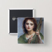 T31601 A-dame met Lyre (paneel) Vierkante Button 5,1 Cm (Voorkant /achterkant)