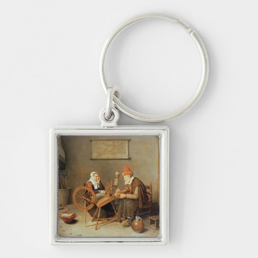 T31883 Een interieur met een oude vrouw bij het dr Sleutelhanger (Voorkant)