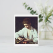 T31971 Een jongen die een Apple pelt Briefkaart (Staand voorkant)