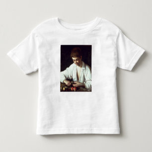T31971 Een jongen die een Apple pelt Kinder Shirts