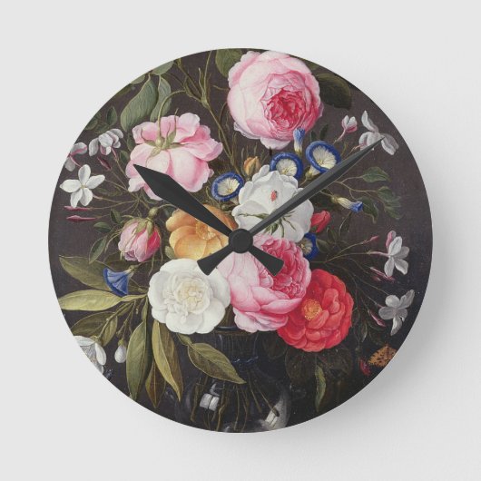 T32512 Stilleven van bloemen in een Vase, 1661 (zi Ronde Klok (Voorkant)