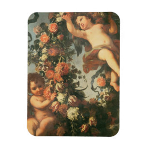 T32714 Two Putti Support a Flower Garland Magneet