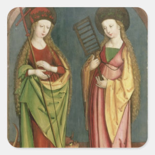 T32982 St. Margaret of Antioch and St. Faith, c.15 Vierkante Sticker
