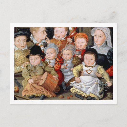 T33337 Portret van een moeder met haar acht kinder Briefkaart (Voorkant)