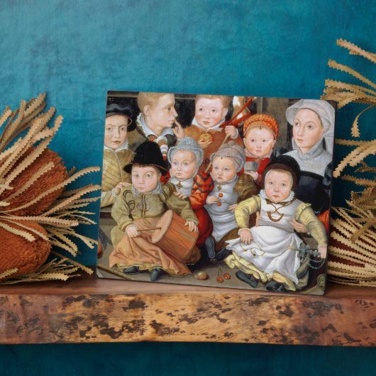 T33337 Portret van een moeder met haar acht kinder Fotoplaat (Zijkant)