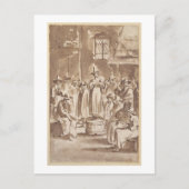 T34029 Een Quaker Prayer Meeting (pen en inkt op p Briefkaart (Voorkant)