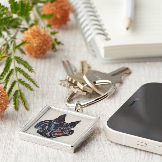 T35228 Dog (pastel op papier) Sleutelhanger (Zijkant)