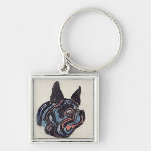 T35228 Dog (pastel op papier) Sleutelhanger (Voorkant)