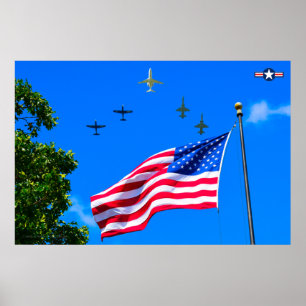 T-1A, T-38C en T-6A US FLAG FLYPAST Poster