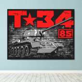 T-34-85 Sovjet-middeltank Canvas Afdruk (Insitu (Houten vloer))