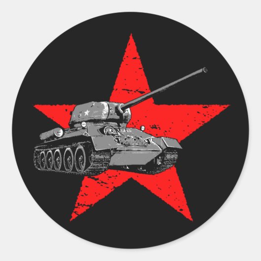 T-34-85 Sovjet-middeltank Ronde Sticker (Voorkant)
