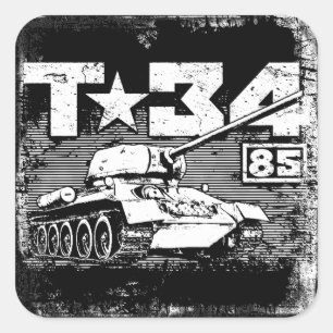 T-34-85 Sovjet-middeltank Vierkante Sticker