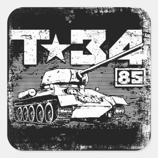 T-34-85 Sovjet-middeltank Vierkante Sticker (Voorkant)