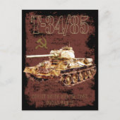 T-34-85 Sovjet-Unie Medium Tank van WOII en Vlag Briefkaart (Voorkant)