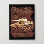 T-34-85 Sovjet-Unie Medium Tank van WOII en Vlag Button (Voorkant)