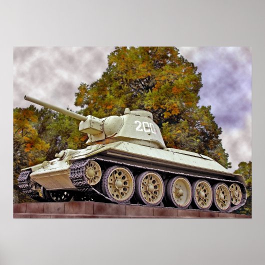 T-34 Russisch Tank, Sovjetherdenkingsmonument, Ber Poster (Voorkant)