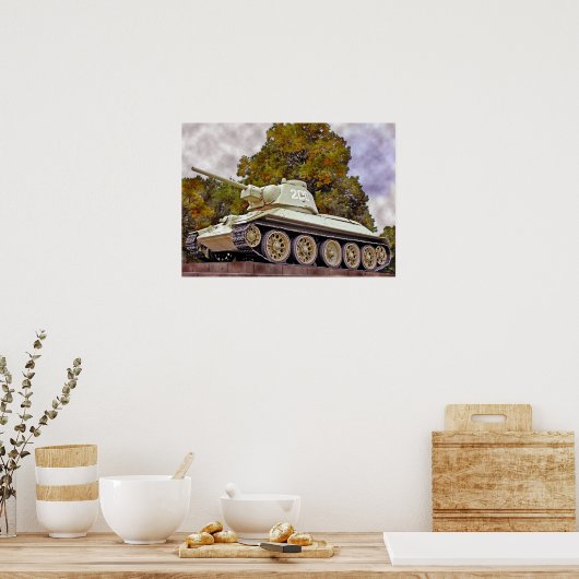 T-34 Russisch Tank, Sovjetherdenkingsmonument, Ber Poster (Keuken)