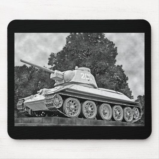 T-34 Russisch Tank, SovjetMemorial, Berlijn - B&W( Muismat (Voorkant)
