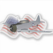 T-6 Texan Trainer Vliegtuig met Amerikaanse vlag Sticker (Voorkant)