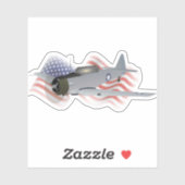 T-6 Texan Trainer Vliegtuig met Amerikaanse vlag Sticker (Vel)