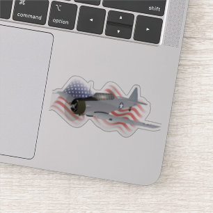 T-6 Texan Trainer Vliegtuig met Amerikaanse vlag Sticker