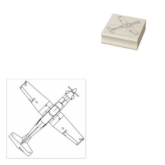 T-6B Texaan 2 Top Uitzicht Lijn Tekenstempel Rubberstempel (Gestempeld)