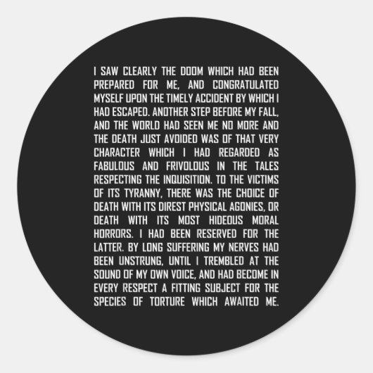 T And The Pendulum Edgar Allan E Etry Excerpt  Ronde Sticker (Voorkant)