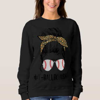 T-Ball Bonus Moeder Leven Messy Bun Luipaard Print Trui