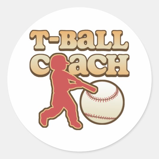 T-Ball Coach Ronde Sticker (Voorkant)
