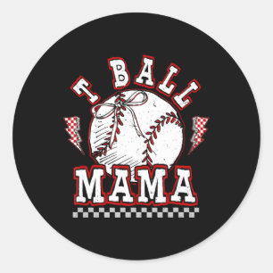 T-ball Mama Game Day Baseball Mom Softbal Speler Ronde Sticker