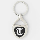 "T" Black Heart Keychain (Voorkant)