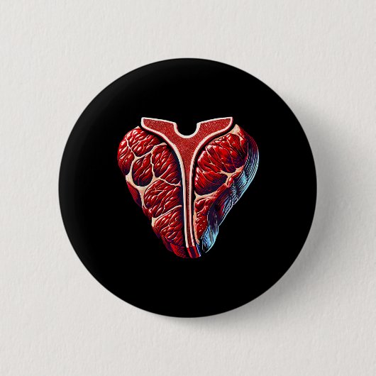 T-bone Steak Bbq Vleesliefhebber Ronde Button 5,7 Cm (Voorkant)
