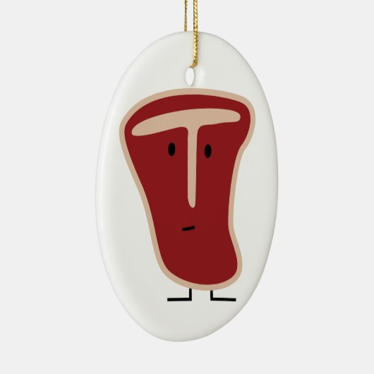 T-botsteak vleeseiwit gegrild rundvleesvet bot keramisch ornament (Rechts)