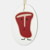 T-botsteak vleeseiwit gegrild rundvleesvet bot keramisch ornament (Links)