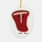T-botsteak vleeseiwit gegrild rundvleesvet bot keramisch ornament (Voorkant)