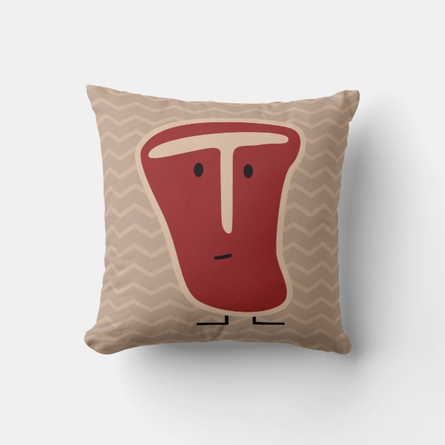 T-botsteak vleeseiwit gegrild rundvleesvet bot kussen (Voorkant)