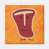 T-botsteak vleeseiwit gegrild rundvleesvet bot magneet (Voorkant)