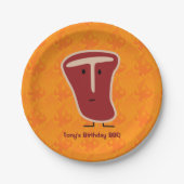 T-botsteak vleeseiwit gegrild rundvleesvet bot papieren bordje (Voorkant)