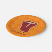 T-botsteak vleeseiwit gegrild rundvleesvet bot papieren bordje (Gekanteld)